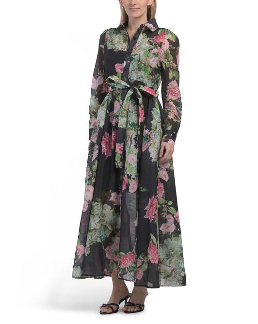 NANCY YANG Button Down Floral Maxi Dress