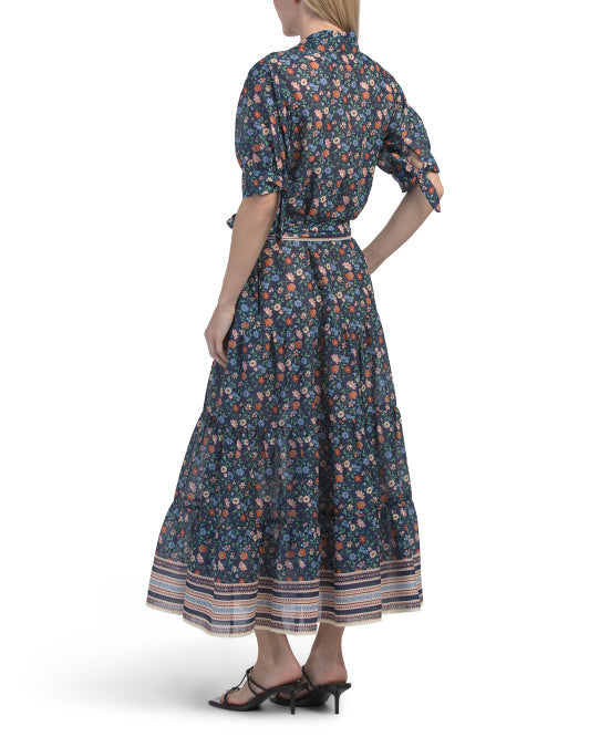 SHOSHANNA Button Down Tiered Midi Cover-up Dress