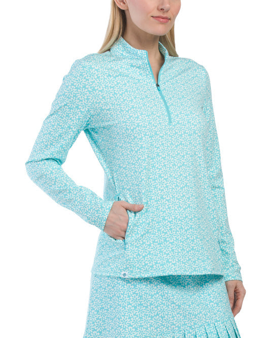 SIGRID OLSEN Upf 50 Interlock Quarter Zip Curved Collar Jacket