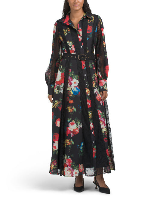 dalia macphee floral maxi dress DALIA MACPHEE Long Sleeve Floral Lace Trim Maxi Dress With Belt – VinNews  Recommendations
