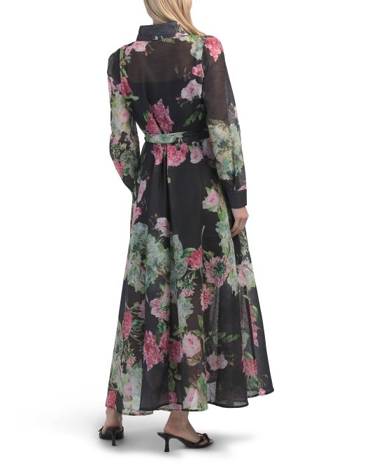 NANCY YANG Button Down Floral Maxi Dress