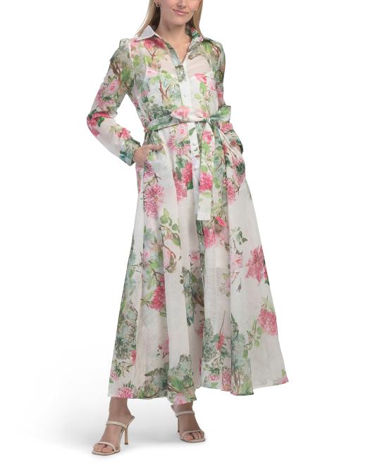 NANCY YANG Button Down Floral Maxi Dress