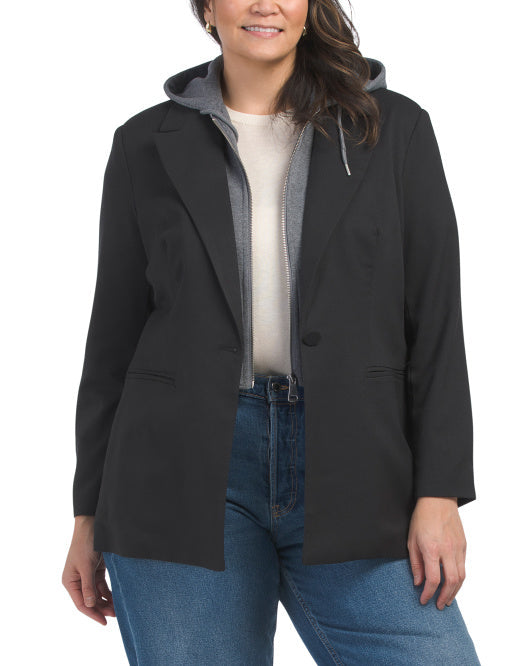 BAGATELLE COLLECTION Plus Removable Dickey Single Breasted Jacket