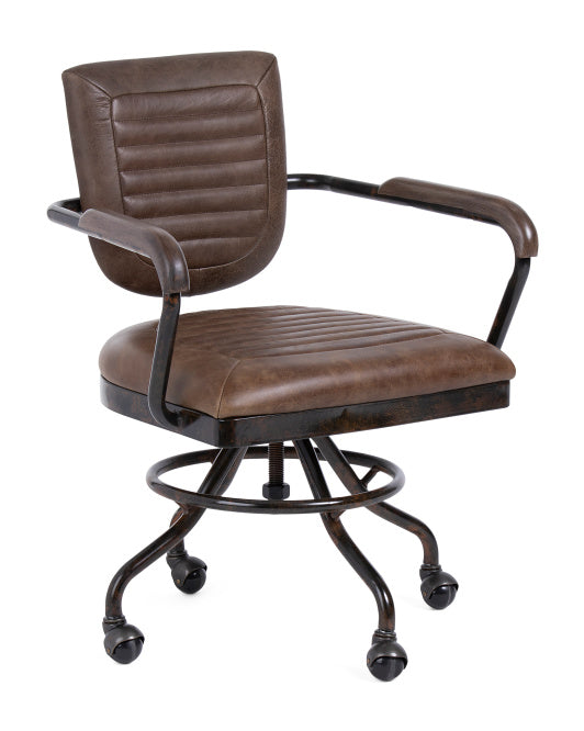 MOES HOME COLLECTION 21x32 Top Grain Leather Foster Swivel Desk Chair