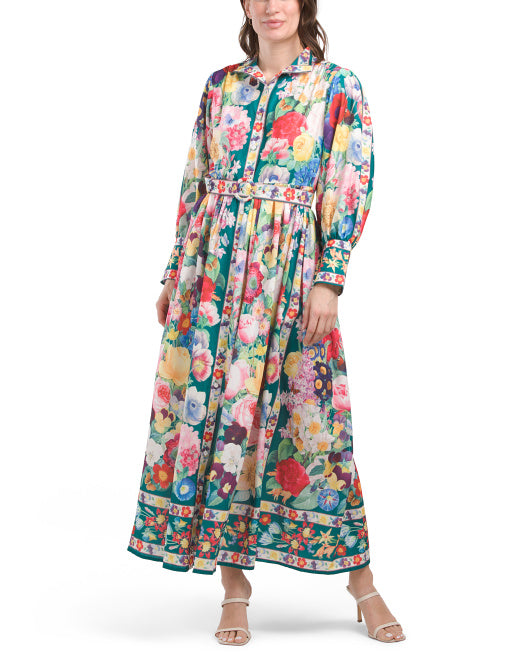 DALIA MACPHEE Long Sleeve Floral Maxi Dress