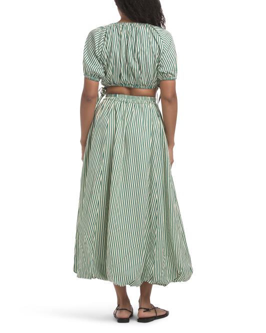 US TOGETHER 2pc Striped Set With Bubble Maxi Skirt