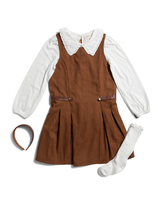 HAPPILY GREY Girls 2pc Long Sleeve Top And Jumper Set With Headband And Socks