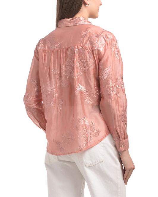 LIV LOS ANGELES Embroierd Button Front Blouse