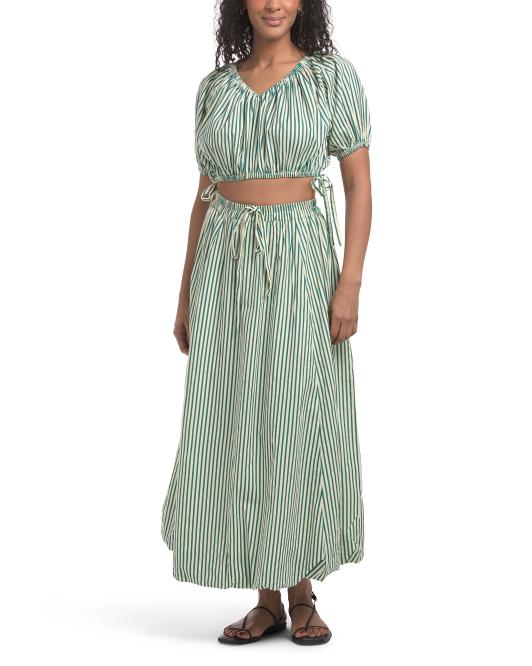 US TOGETHER 2pc Striped Set With Bubble Maxi Skirt