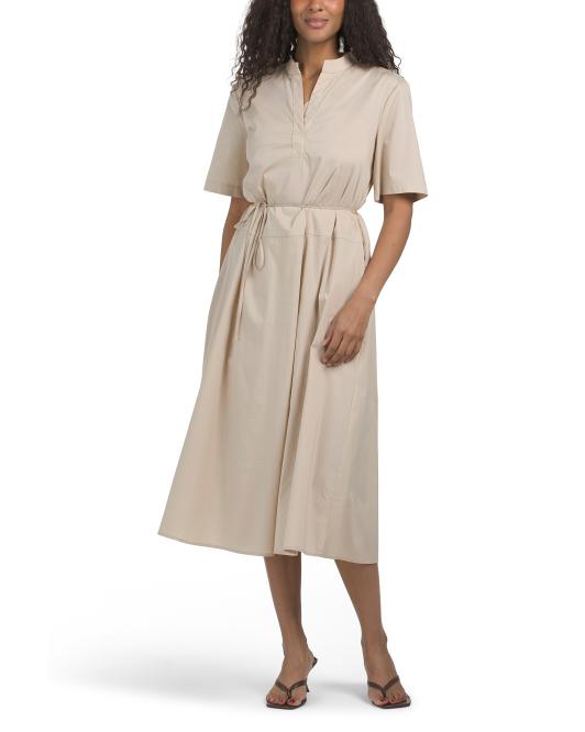 LUXELY Short Sleeve Swing Midi Dress
