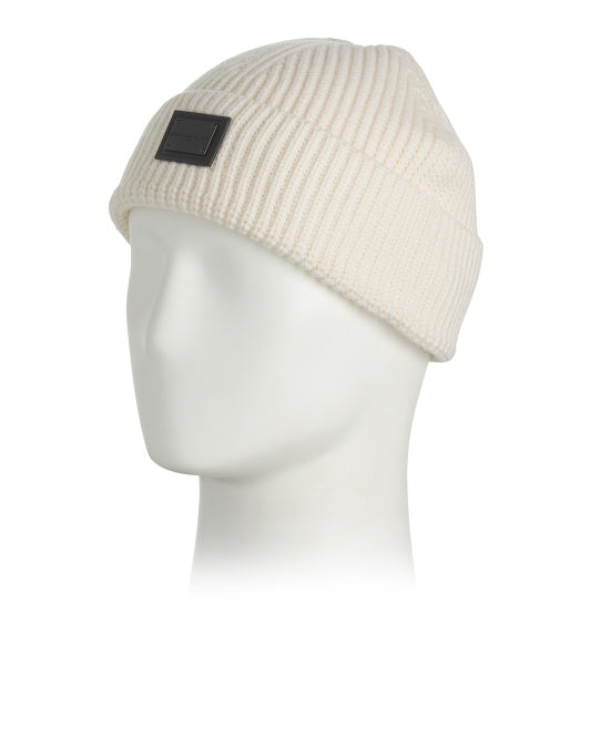 KARL LAGERFELD Wool Blend Beanie With Leather Patch