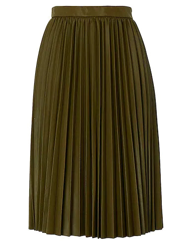 8 by YOOX Midi skirt PLEATED SKIRT
 Military green 55% Cotton, 45% Polyurethane