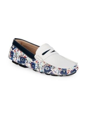 Robert Graham
 Welnick Print Leather Driving Loafers