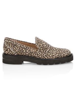 Stuart Weitzman
 Women's Parker Lift Embellished Animal-Print Calf Hair Loafers