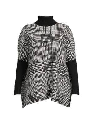 Joseph A
 Plus Houndstooth Turtleneck Sweater