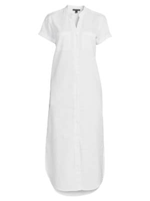 Saks Fifth Avenue
 Pocket Detail Linen Blend Midi Dress