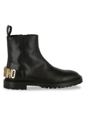 Moschino
 Maxi Lettering Group Logo Leather Booties