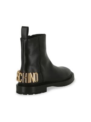 Moschino
 Maxi Lettering Group Logo Leather Booties