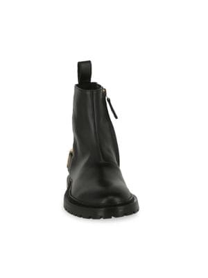 Moschino
 Maxi Lettering Group Logo Leather Booties