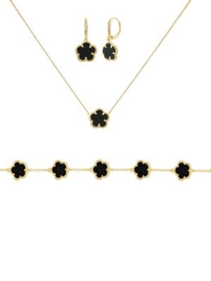 Jan-Kou
 3-Piece 14K Goldplated Brass Necklace, Earring & Bracelet Set