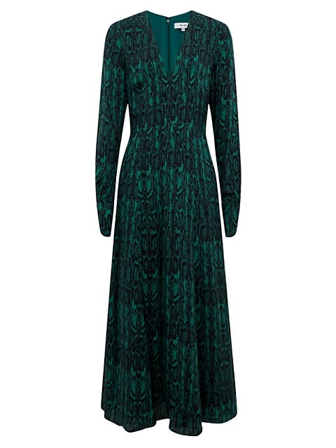 Greta Snakeskin-Print Midi-Dress