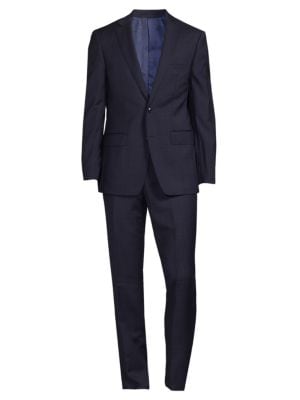 Calvin Klein
 Slim Fit Crosshatch Wool Blend Suit