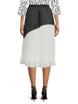 Wdny
 Colorblock Pleated Midi Skirt