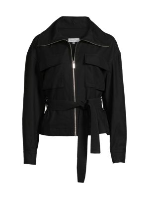 Calvin Klein
 Tie Waist Zip Front Jacket