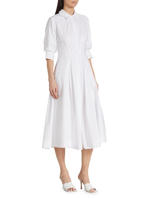 Jazz Core Cotton Poplin Pintuck Midi-Dress