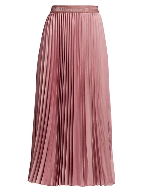 Marella Monochrome Domino Pleated Satin Midi-Skirt