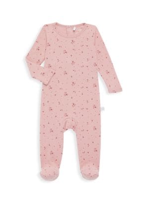 Pouf
 Baby Girl's Ribbed Floral Print Footie