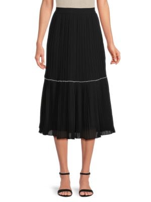 Wdny
 Tiered Pleated Midi Skirt