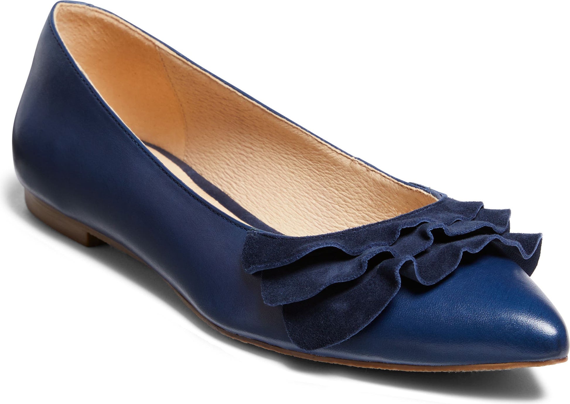 JACK ROGERS Rose Ruffle Ballet Flat, Main, color, MIDNIGHT NAVY