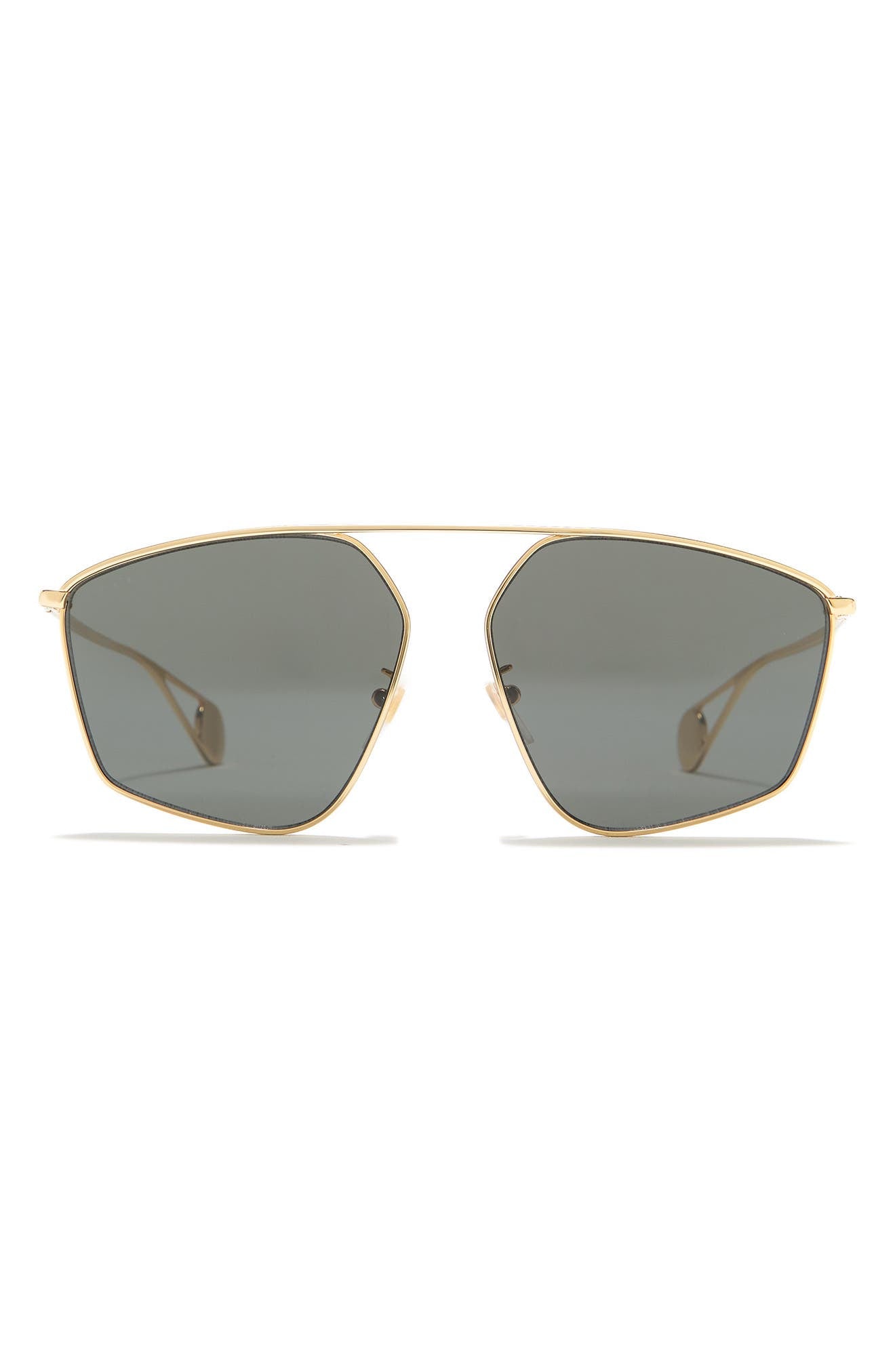 GUCCI 60mm Aviator Sunglasses, Main, color, GOLD GOLD GREY