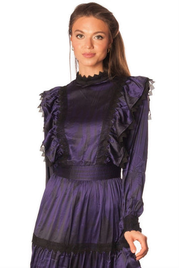 Tiered Print+Lace Detailing Dress