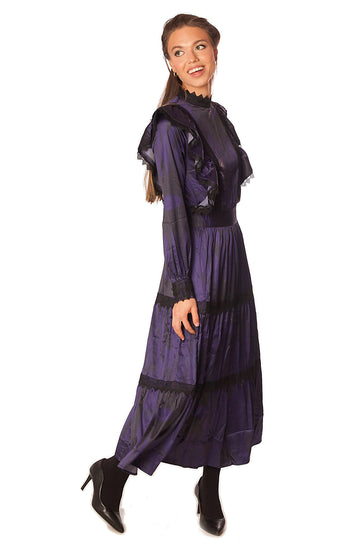 Tiered Print+Lace Detailing Dress