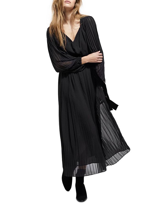 The Kooples - Glam Pleated Belted Maxi Dress