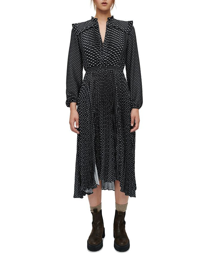 Maje - Riplettita Dot Print Midi Dress