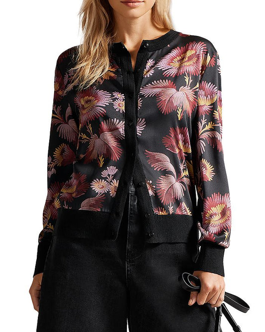 Ted Baker - Raetini Printed Woven Front Cardigan