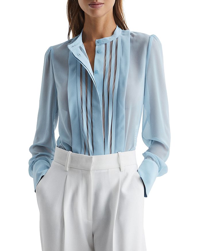 REISS - Noa Sheer Striped Panel Shirt