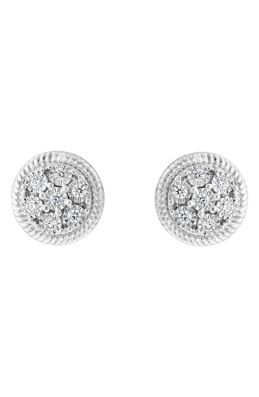 EFFY Sterling Silver Round Diamond Stud Earrings - 0.09 ctw., Main, color, WHITE