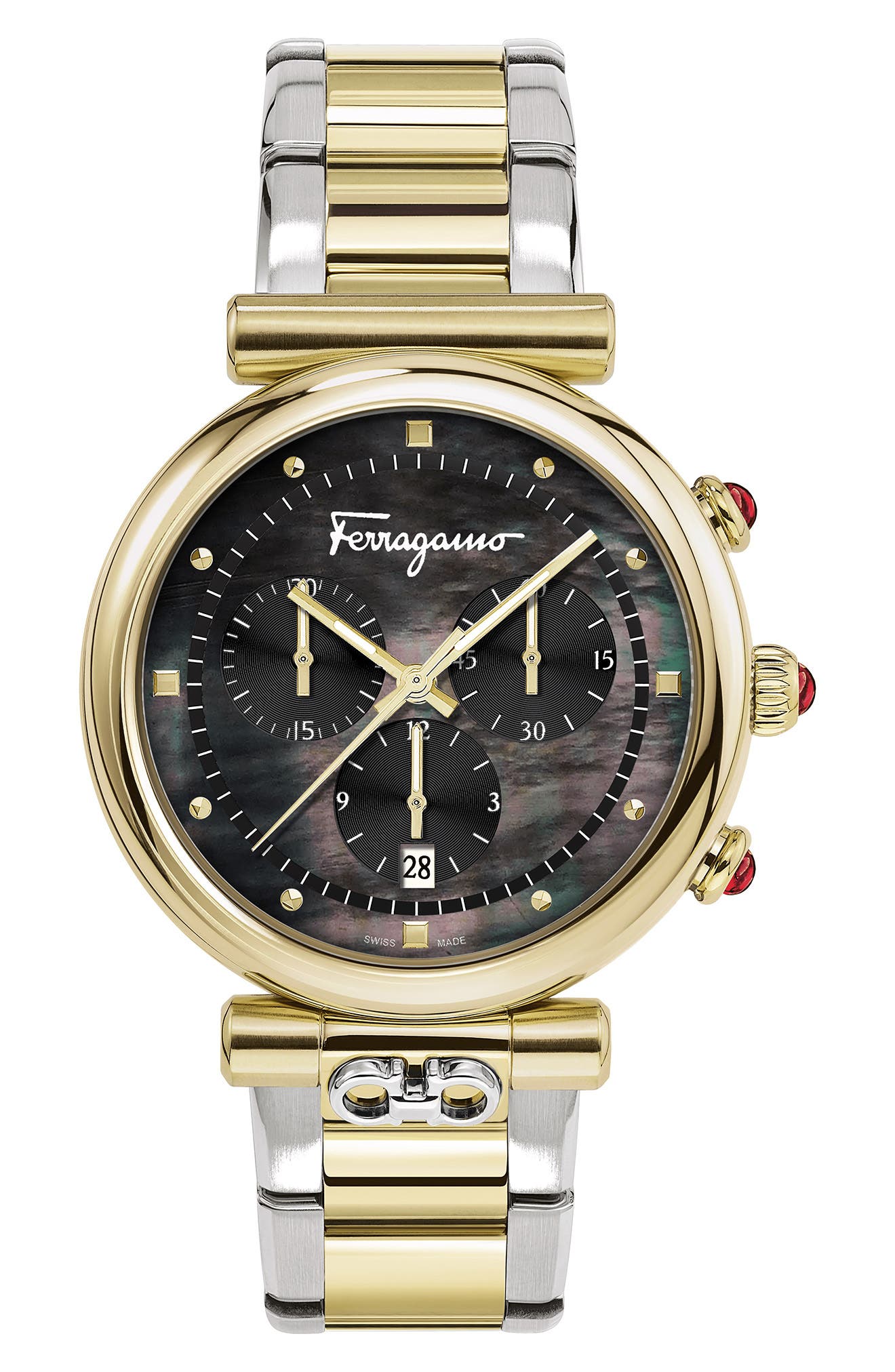 FERRAGAMO Salvatore Ferragamo Ora Chronograph Bracelet Watch, 40mm, Main, color, TWO TONE