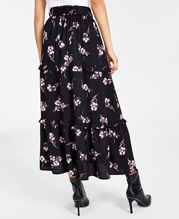 Bar III - Women's Printed Belted Maxi Skirt