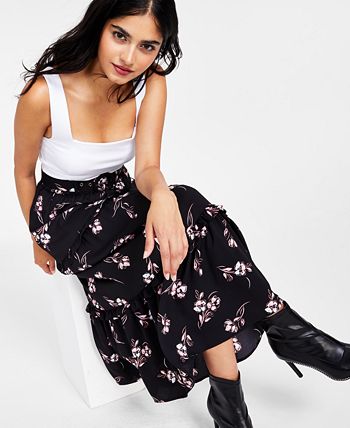 Bar III - Women's Printed Belted Maxi Skirt