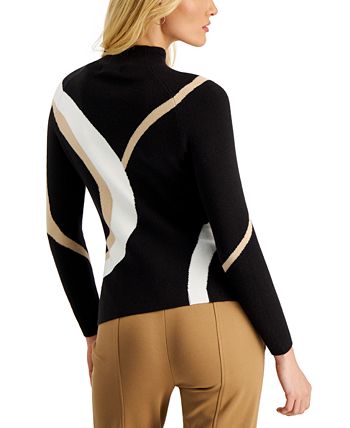 Donna Karan - Women's Colorblocked Mock-Neck Sweater