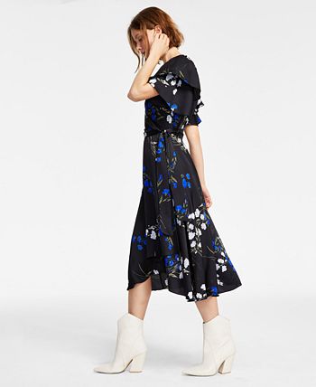 DKNY - Women's Floral-Print Flutter-Sleeve Dress