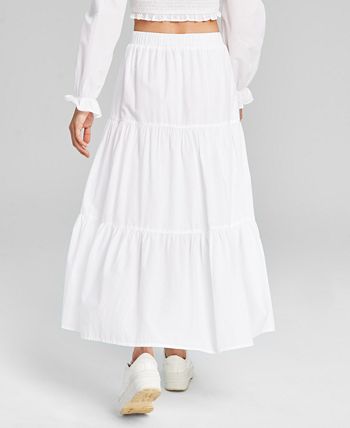 And Now This - Women's Cotton Tiered Pull-On Maxi Skirt