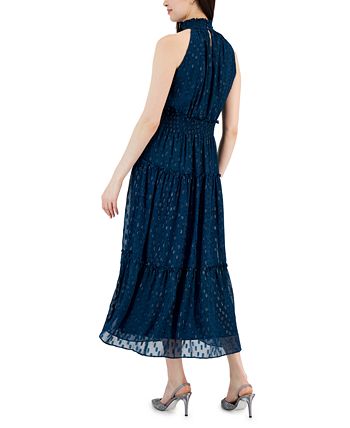 Taylor - Women's Clip-Dot Smocked-Waist Chiffon Midi Dress