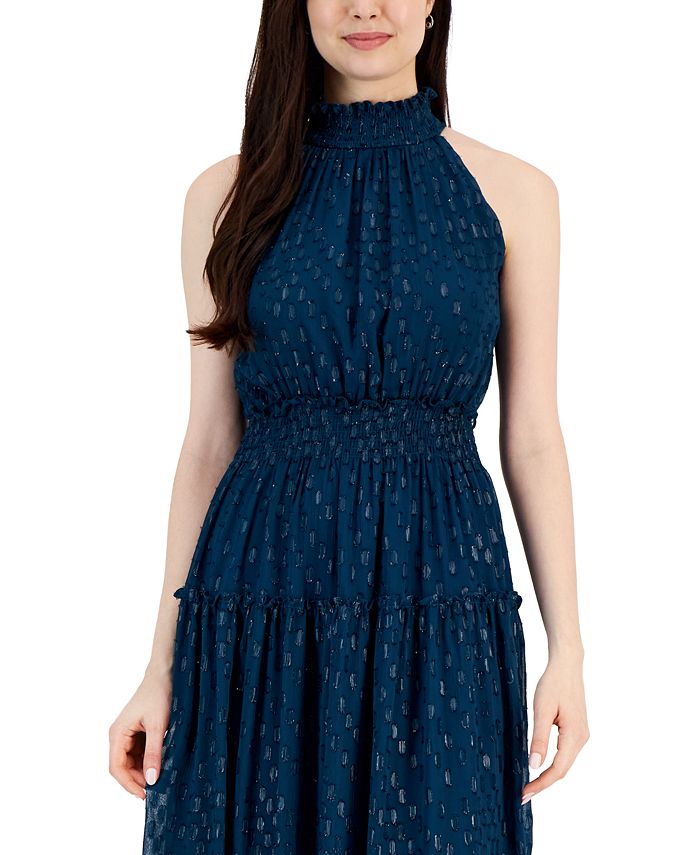 Taylor - Women's Clip-Dot Smocked-Waist Chiffon Midi Dress