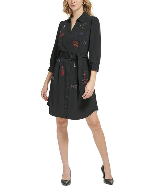 Karl Lagerfeld Paris - Women's Rhinestone-Embellished Shirtdress